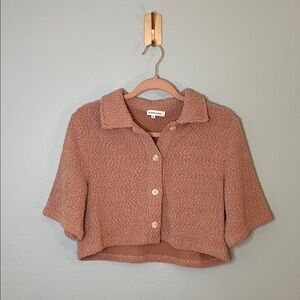 Women's Blush Pink Crop Button Up 🩷